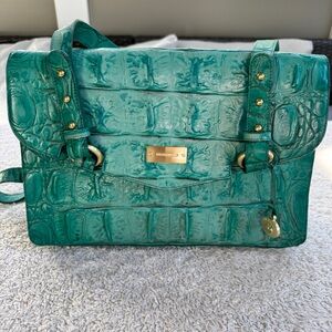 Brahmin Satchel Melbourne Collection Green Crocodile